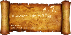 Albecker Tétény névjegykártya